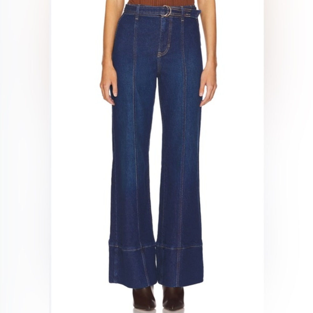 We The Free Ryla A-Line Flare Jeans High Rise Wide Leg Belted Size 26 - Picture 2 of 16
